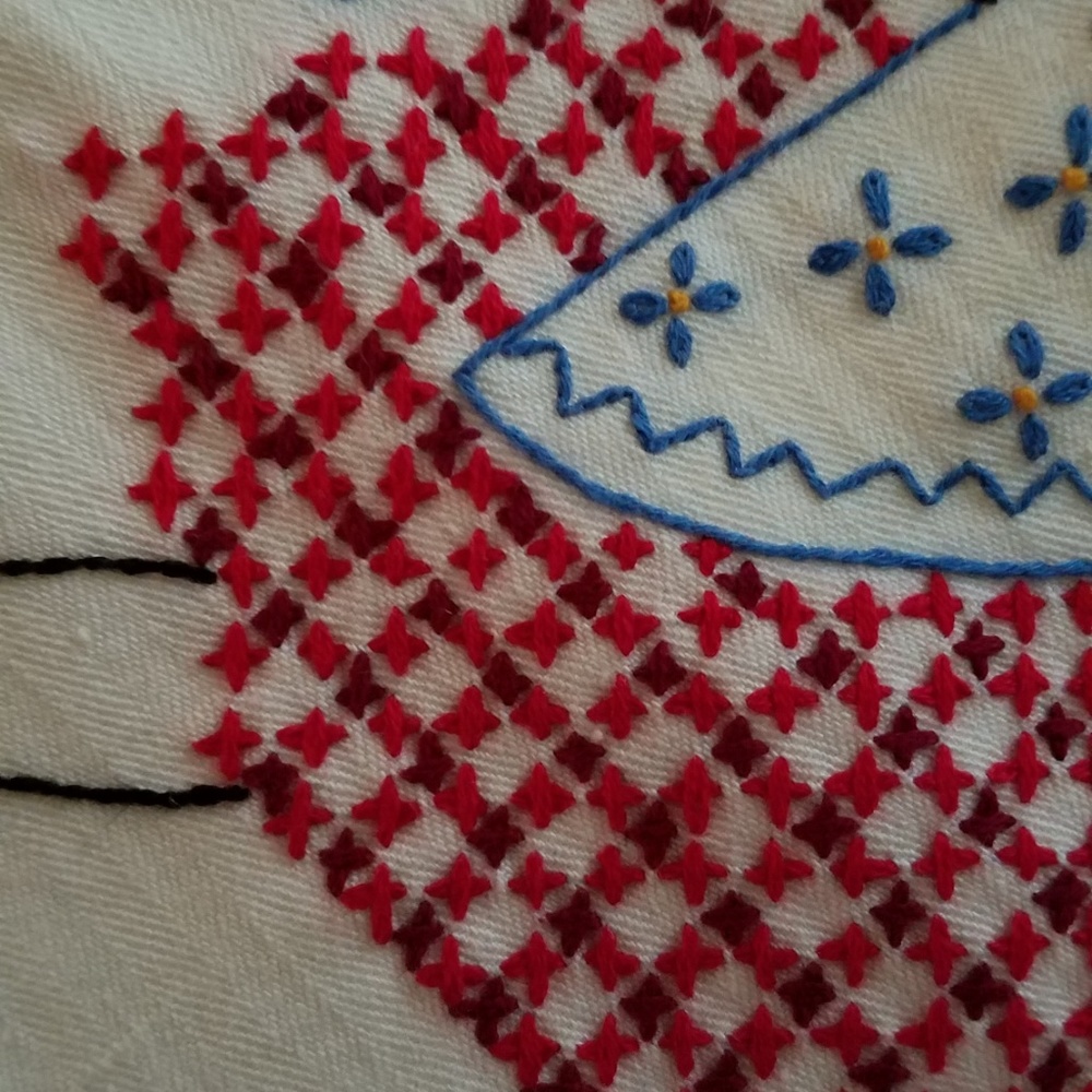 Vintage-look Italian Tea Towels Cross Stitched New - Picture 4 of 6